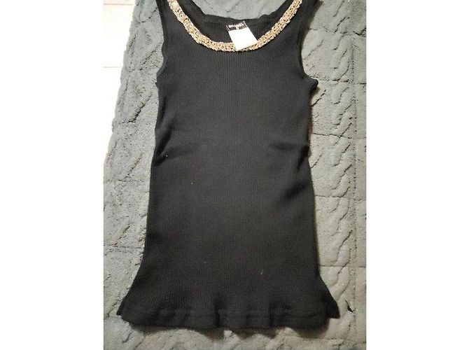 Regata Chanel preta em algodão com pérolas Preto Dourado - vista 4