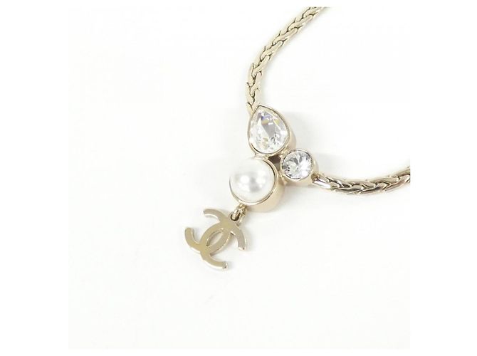 Collana Chanel in perle artificiali oro e bianche Bianco D'oro - vista 3