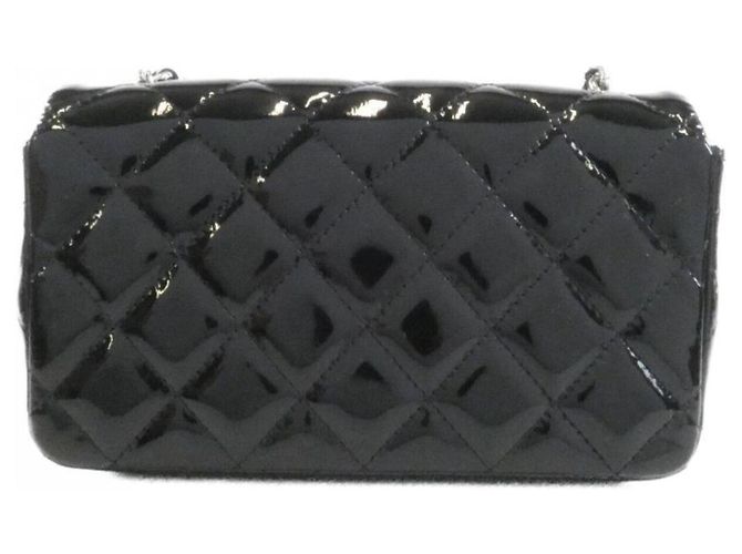 Borsa a tracolla Chanel 65050 in pelle smaltata nera Nero - vista 2