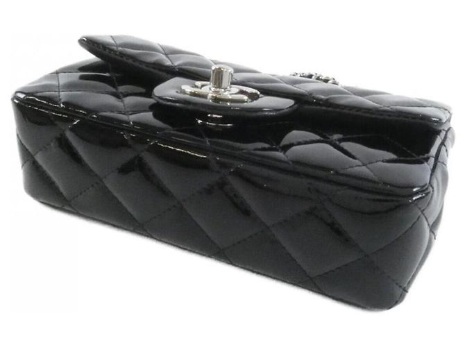 Borsa a tracolla Chanel 65050 in pelle smaltata nera Nero - vista 3