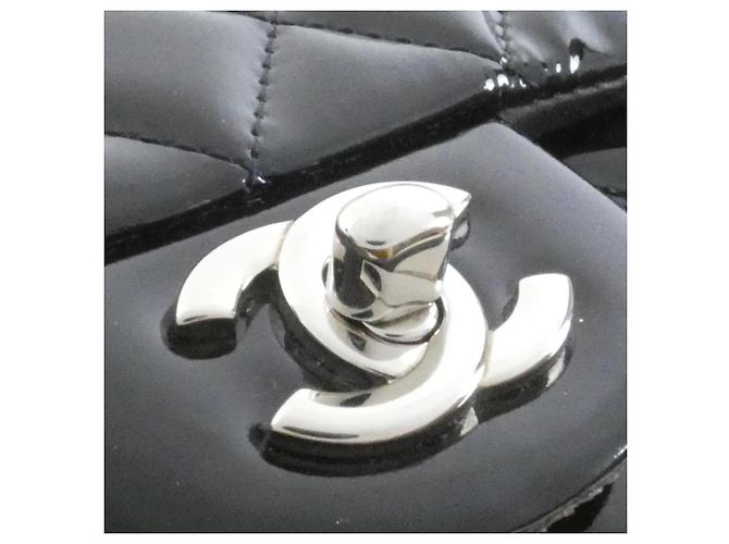 Borsa a tracolla Chanel 65050 in pelle smaltata nera Nero - vista 5