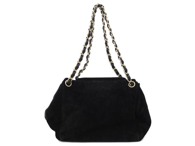 Borsa a tracolla Chanel 19283 in camoscio nero - vista 2