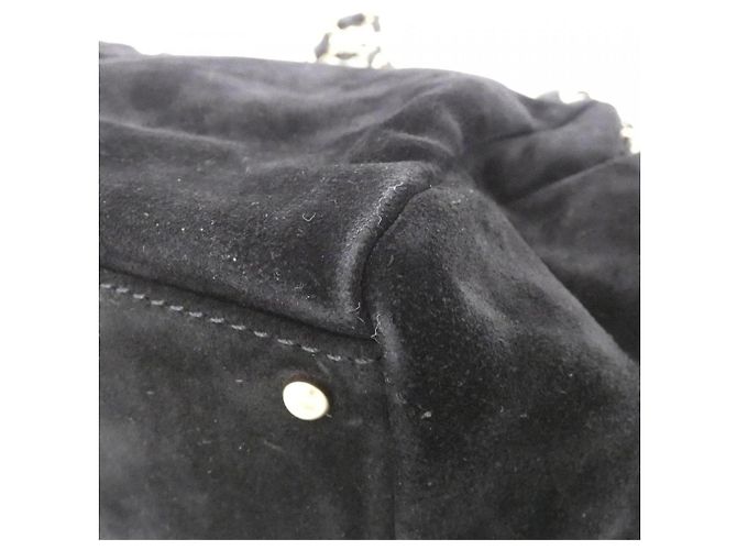 Borsa a tracolla Chanel 19283 in camoscio nero - vista 3