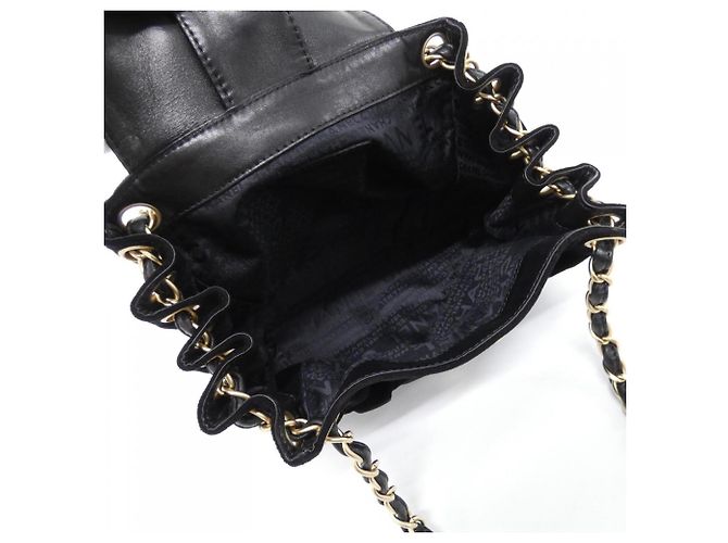 Borsa a tracolla Chanel 19283 in camoscio nero - vista 6