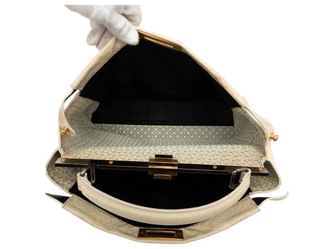 Borsa Fendi Peekaboo Large Bianco Crudo - vista 6