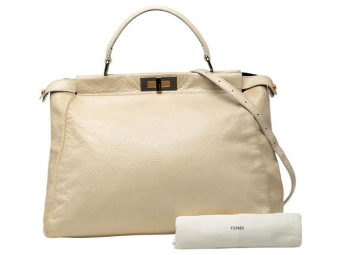 Borsa Fendi Peekaboo Large Bianco Crudo - vista 9