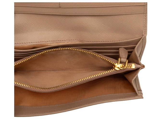 Prada Logo Ribbon Bi-fold Long Wallet Beige - Ansicht 4