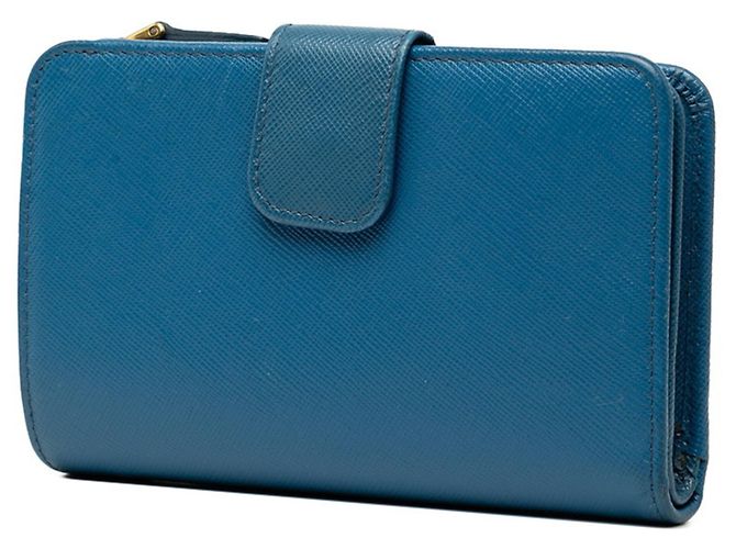 Cartera bi-fold Prada de piel Saffiano azul - vista 2