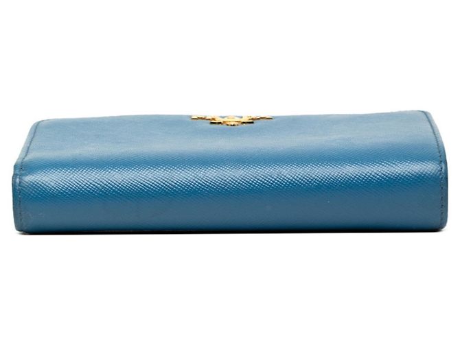 Cartera bi-fold Prada de piel Saffiano azul - vista 3