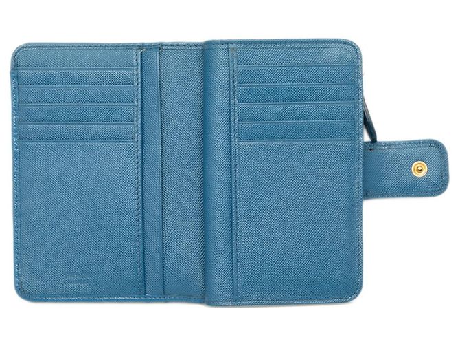 Cartera bi-fold Prada de piel Saffiano azul - vista 4