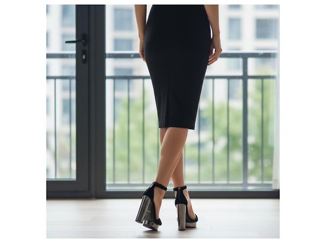Tom Ford Sandales à plateforme en velours noir et métal Gunmetal EU 37 - vue 9