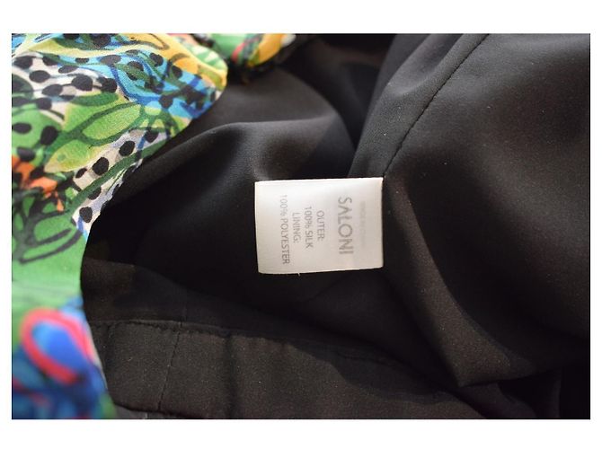 Autre Marque Vestido Mini Saloni em Seda Estampado Floral e Bolinhas Multicor Verde - Ansicht 12