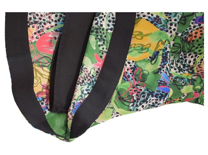 Autre Marque Vestido Mini Saloni em Seda Estampado Floral e Bolinhas Multicor Verde - Ansicht 9
