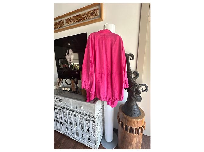 Autre Marque Completo Camicia e Pantaloni in Lino Rosa Fucsia - vista 3