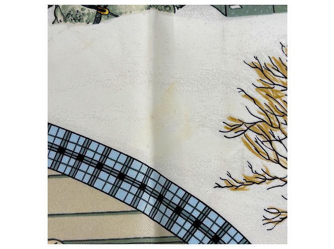 Hermès Foulard Hermes Carre 90 LHIVER EN POSTE Bianco Multicolore - vista 5