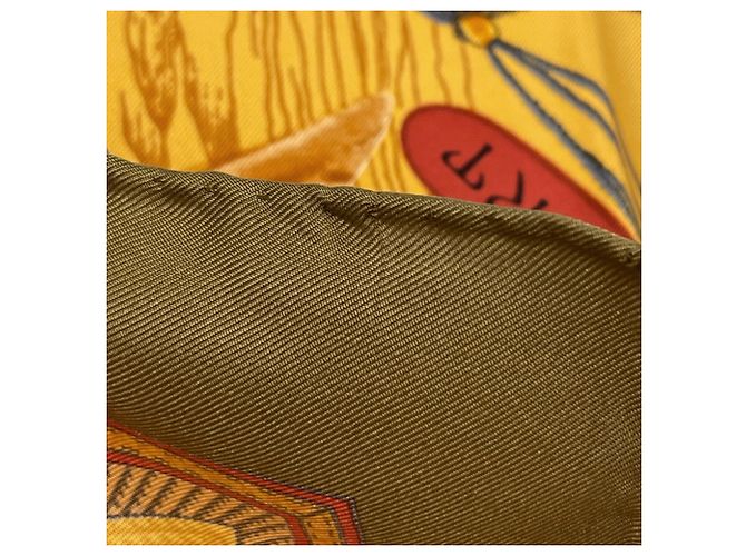 Trim Hermès Foulard Hermes Carre 90 CUIRS DU DESERT Marrone Multicolore - vista 3