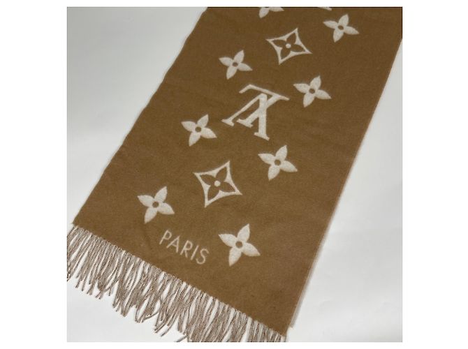 Sciarpa Louis Vuitton Reykjavik Monogram in cashmere Beige - vista 3