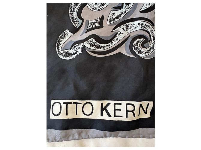 Autre Marque Foulard in seta Otto Kern Tigre e Taj Mahal Nero Bianco Grigio - vista 2