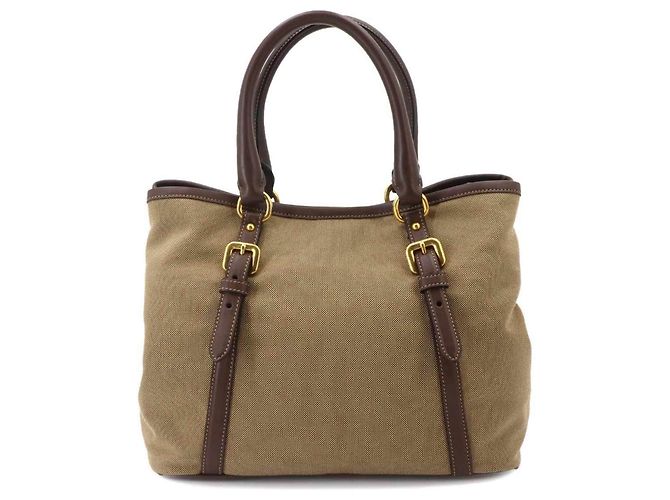 Borsa a mano/spalla 2 vie Prada in nastro jacquard Marrone Beige - vista 2