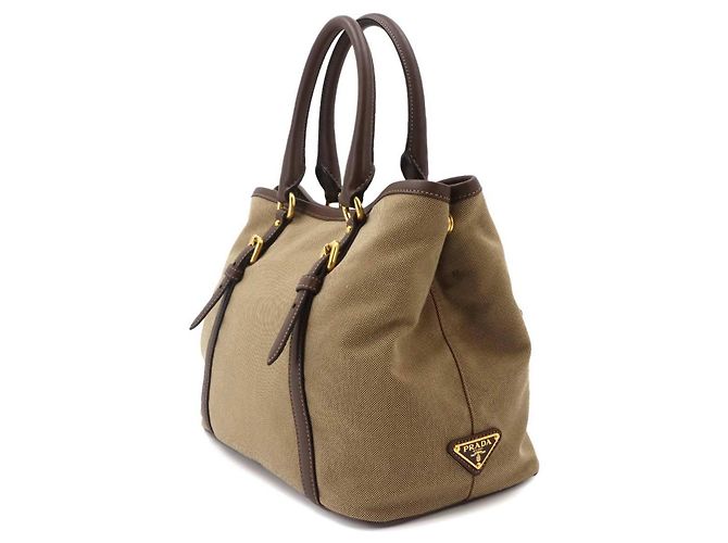 Borsa a mano/spalla 2 vie Prada in nastro jacquard Marrone Beige - vista 3