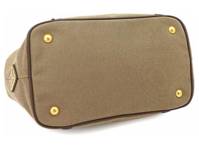 Borsa a mano/spalla 2 vie Prada in nastro jacquard Marrone Beige - vista 4