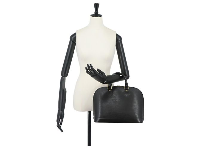 Borsa a mano Louis Vuitton Alma PM in pelle Epi, Noir Nero - vista 10