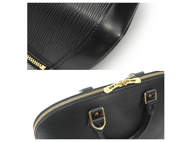 Borsa a mano Louis Vuitton Alma PM in pelle Epi, Noir Nero - vista 8