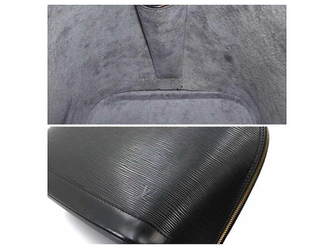 Borsa a mano Louis Vuitton Alma PM in pelle Epi, Noir Nero - vista 9