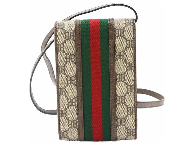Borsa a mano per telefono Balenciaga x Gucci Hacker Project Marrone Beige - vista 3