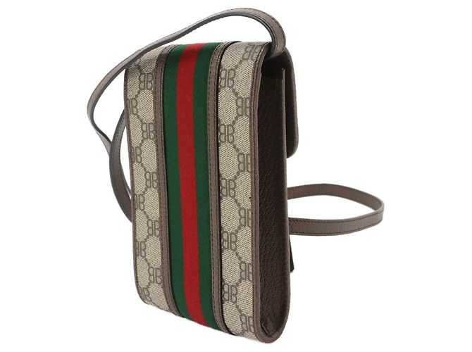 Borsa a mano per telefono Balenciaga x Gucci Hacker Project Marrone Beige - vista 4