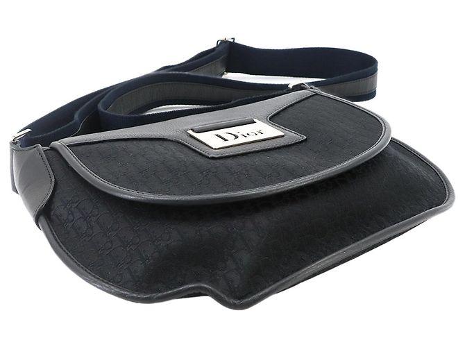Borsa a tracolla Christian Dior Trotter Street Chic Nero Blu navy - vista 4