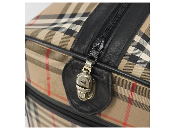 Borsa Boston Burberrys Nova Check Canvas Beige Gold Auth 191064 D'oro - vista 11