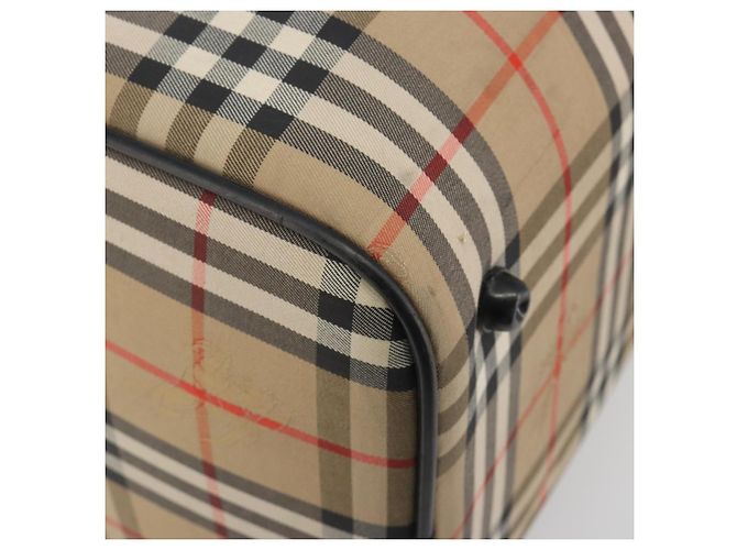 Borsa Boston Burberrys Nova Check Canvas Beige Gold Auth 191064 D'oro - vista 14