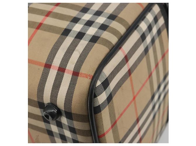 Borsa Boston Burberrys Nova Check Canvas Beige Gold Auth 191064 D'oro - vista 15