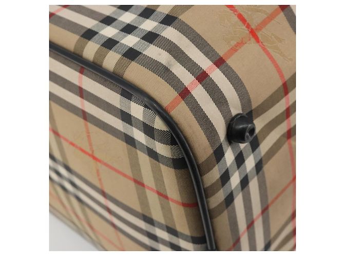 Borsa Boston Burberrys Nova Check Canvas Beige Gold Auth 191064 D'oro - vista 16