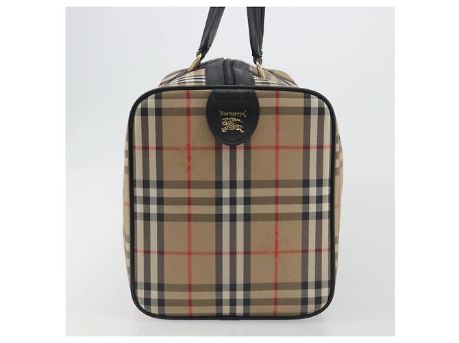 Borsa Boston Burberrys Nova Check Canvas Beige Gold Auth 191064 D'oro - vista 3