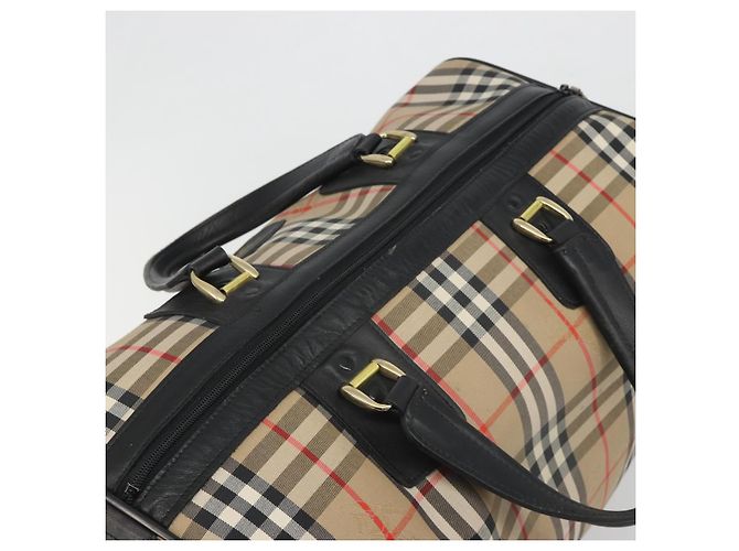 Borsa Boston Burberrys Nova Check Canvas Beige Gold Auth 191064 D'oro - vista 6