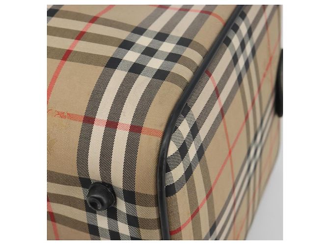 Borsa Boston Burberrys Nova Check Canvas Beige Gold Auth 191064 D'oro - vista 9