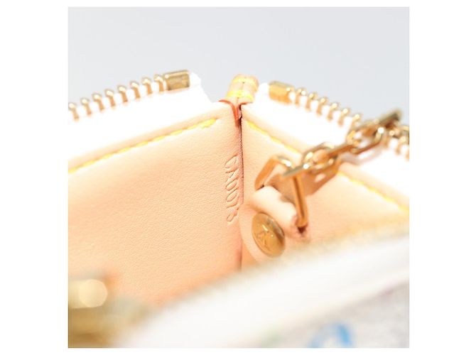 LOUIS VUITTON Monogram Multicolor Pochette Cles Purse White M92655 Auth 193766M Bianco - vista 11