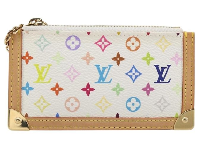 LOUIS VUITTON Monogram Multicolor Pochette Cles Purse White M92655 Auth 193766M Bianco - vista 13