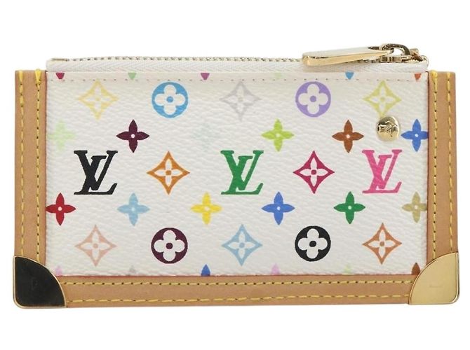 LOUIS VUITTON Monogram Multicolor Pochette Cles Purse White M92655 Auth 193766M Bianco - vista 2