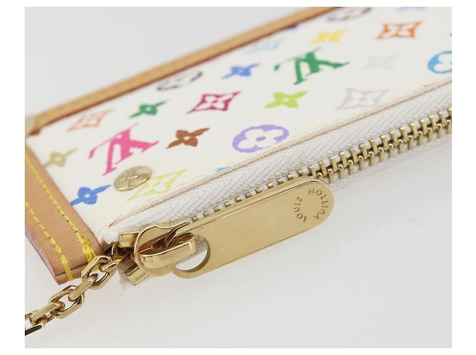 LOUIS VUITTON Monogram Multicolor Pochette Cles Purse White M92655 Auth 193766M Bianco - vista 9