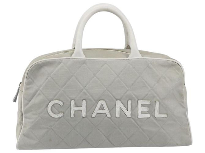 Borsa Boston CHANEL Sports Line Matelasse Canvas Gray Silver CC Auth bs36613 Marrone Argento - vista 13