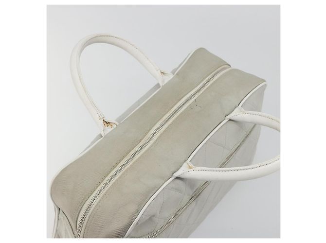 Borsa Boston CHANEL Sports Line Matelasse Canvas Gray Silver CC Auth bs36613 Marrone Argento - vista 14