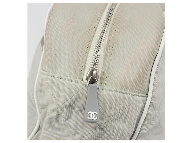 Borsa Boston CHANEL Sports Line Matelasse Canvas Gray Silver CC Auth bs36613 Marrone Argento - vista 20