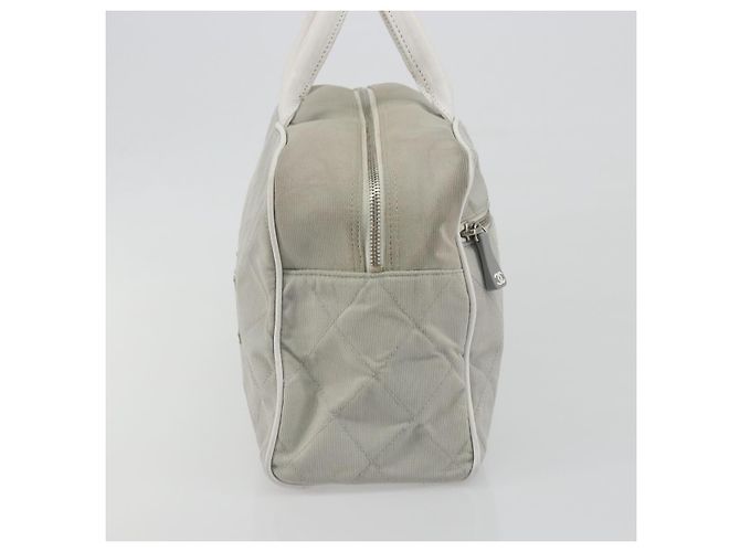 Borsa Boston CHANEL Sports Line Matelasse Canvas Gray Silver CC Auth bs36613 Marrone Argento - vista 3