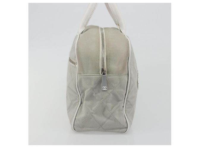 Borsa Boston CHANEL Sports Line Matelasse Canvas Gray Silver CC Auth bs36613 Marrone Argento - vista 4