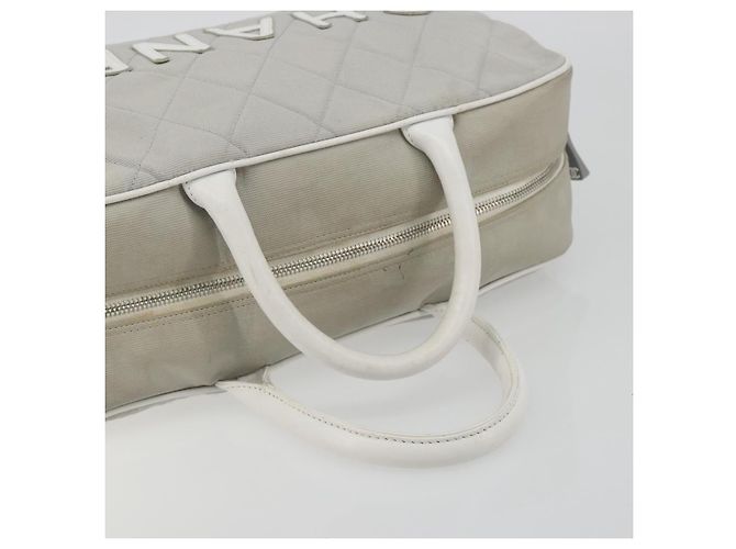 Borsa Boston CHANEL Sports Line Matelasse Canvas Gray Silver CC Auth bs36613 Marrone Argento - vista 6