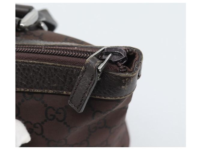 Borsa Tote GUCCI GG Canvas Abbey Outlet Marrone Scuro Argento 268640 Auth gh2299 - vista 10