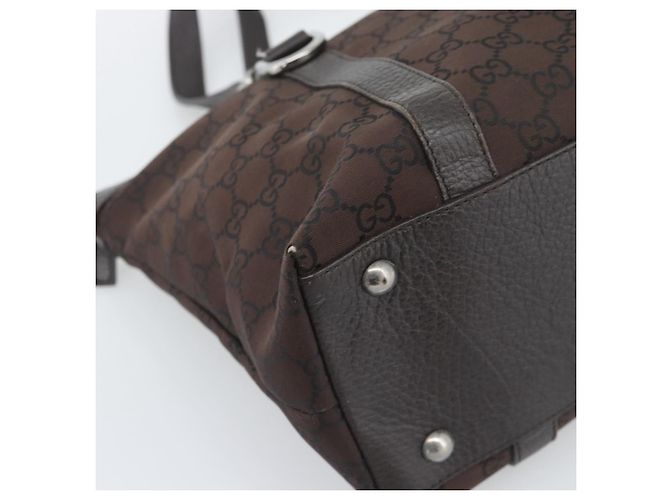 Borsa Tote GUCCI GG Canvas Abbey Outlet Marrone Scuro Argento 268640 Auth gh2299 - vista 14